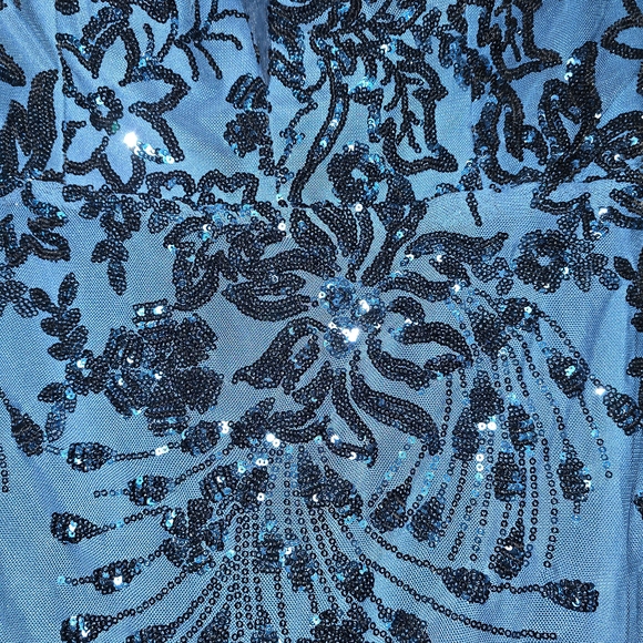 Elegant Teal  Blue Evening Dress - Picture 5 of 14